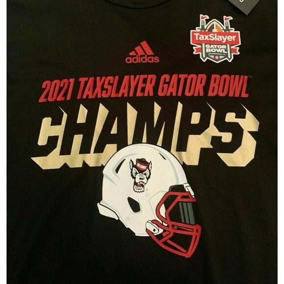 Adidas 2021 Men's Size L Taxslayer Gator Bowl Champs NC State Wolfpack T-Shirt - Picture 4 of 12